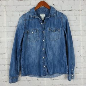 Forever 21 Premiun Denim Button Chambray Shirt